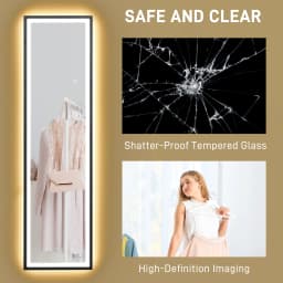 HOMCOM 150 x 40cm Full Length Mirror w/ Adjustable Lights Metal Frame Black