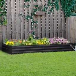 Galvanized Steel Raised Garden Bed Outdoor Planter Box with Open Bottom, Grey
