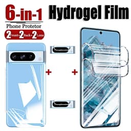 Hydrogel Film for Google Pixel 8 Pro 7 7A 6 Pro Front Screen Protector Full Curved Tempered Soft Glass Back Camera Lens 6in1