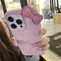 Luxury Rhinestone Bow Litchi Pattern Leather Phone Case For iPhone 11 12 13 14 15 Pro Max X XS XR 7 8 Plus Shockproof Soft Case