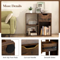 GOFLAME 3-Cube Bookcase 2-tier Wooden Storage Shelf w/ Drawer-Coffee