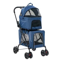 GOFLAME Double-Layer Pet Stroller Pushchair 3-in-1 Folding Dog Cat Walk Travel Carrier
