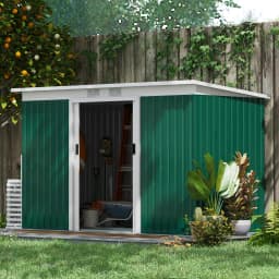 Garden Storage Shed Store Metal Roof Building, Dark Green