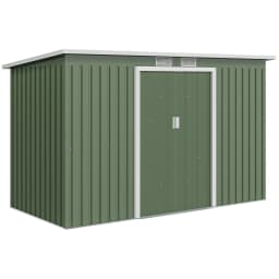 Garden Storage Shed Store Metal Roof Building, Dark Green