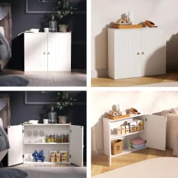 BRIEFNESS Bathroom cabinet Bathroom wall cabinet Kitchen storage cabinet with double doors and adjustable shelves White
