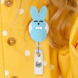 Rabbit Badge Holder Acrylic Glitte Retractable Easter Clip Badge Reel Card Holder For Doctors Nurses Students Teachers