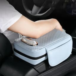 Car Armrest Cover Leather With Tissue Storage Memory Foam Height Pad Universal Auto Center Armrest Protective Cushion Support