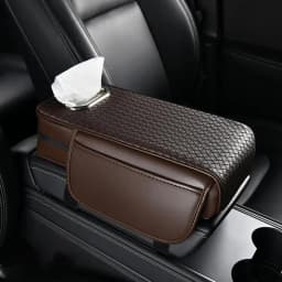 Car Armrest Cover Leather With Tissue Storage Memory Foam Height Pad Universal Auto Center Armrest Protective Cushion Support