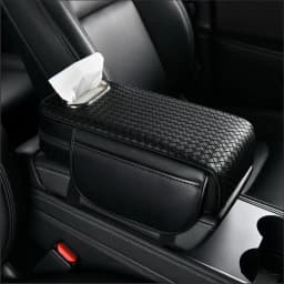 Car Armrest Cover Leather With Tissue Storage Memory Foam Height Pad Universal Auto Center Armrest Protective Cushion Support