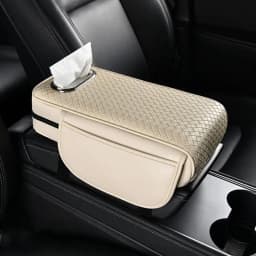 Car Armrest Cover Leather With Tissue Storage Memory Foam Height Pad Universal Auto Center Armrest Protective Cushion Support