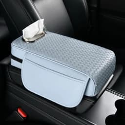 Car Armrest Cover Leather With Tissue Storage Memory Foam Height Pad Universal Auto Center Armrest Protective Cushion Support