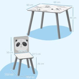 ZONEKIZ Kids Table and Chair Set Toddler Table with 2 Chairs 3 Pieces Grey