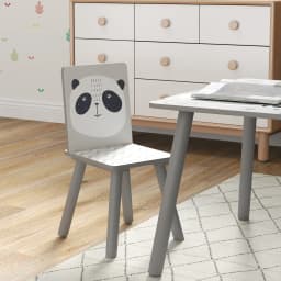 ZONEKIZ Kids Table and Chair Set Toddler Table with 2 Chairs 3 Pieces Grey
