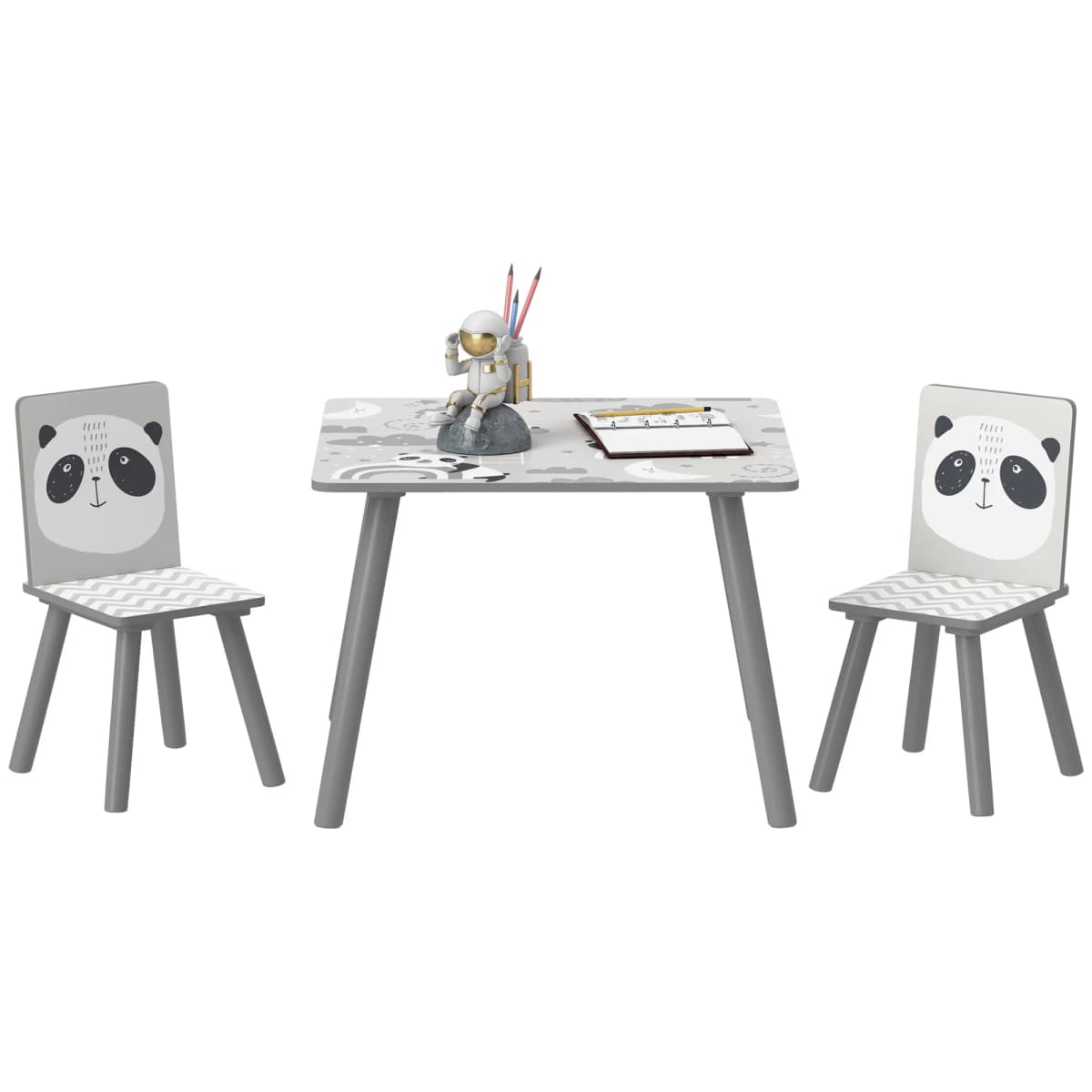 ZONEKIZ Kids Table and Chair Set Toddler Table with 2 Chairs 3 Pieces Grey