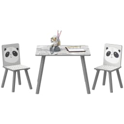 ZONEKIZ Kids Table and Chair Set Toddler Table with 2 Chairs 3 Pieces Grey