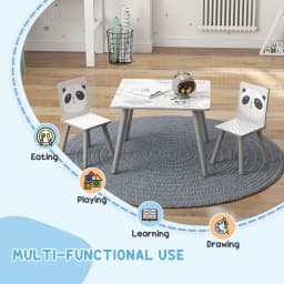 ZONEKIZ Kids Table and Chair Set Toddler Table with 2 Chairs 3 Pieces Grey