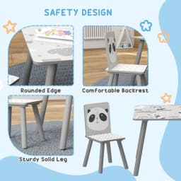 ZONEKIZ Kids Table and Chair Set Toddler Table with 2 Chairs 3 Pieces Grey