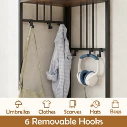 GOFLAME 4-Tier Coat Rack 180cm Tall Entryway Shoes Shelf Organizer-Brown