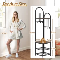 GOFLAME 4-Tier Coat Rack 180cm Tall Entryway Shoes Shelf Organizer-Brown