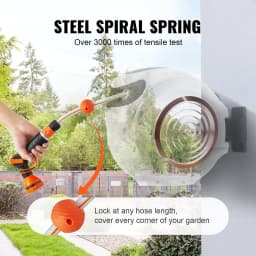 SucceBuy Retractable Hose Reel 82 feet x 1/2 inch 180° Swivel Bracket Wall-Mounted Garden Water Hose Reel with 9-Pattern Nozzle