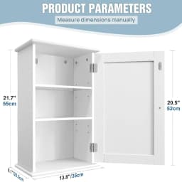 BRIEFNESS Bathroom Cabinet Single Door Wall Mounted Bathroom Cabinet Wall Cabin et Medicine Cabinet Adjustable Shelves White