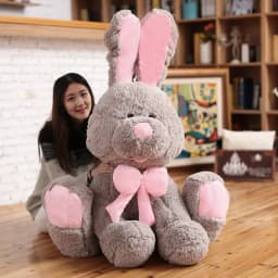 【Lifeideas】Kawaii Rabbit Plush Toy Giant Lovely Cartoon Big Ear Bunny Soft Stuffed Animal Pillow Kids Birthday Gifts