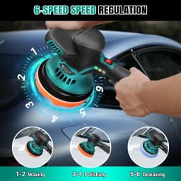 BRIEFNESS Car Polisher Set Battery Waxer Car Buffer Electric Polisher 2800-5500 RPM 6 Variable Speeds Car Detailing Car Cleaning