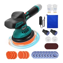 BRIEFNESS Car Polisher Set Battery Waxer Car Buffer Electric Polisher 2800-5500 RPM 6 Variable Speeds Car Detailing Car Cleaning