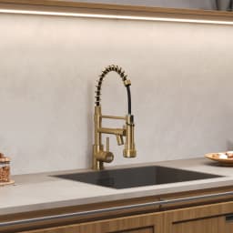 Modern Kitchen Faucet 304 Stainless Steel with Pull-Down Sprayer & Pot Filler, Chrome+Black/Gold Single Hole Installation