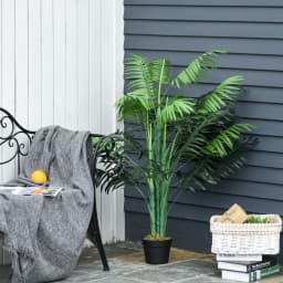 Outsunny 125cm/4FT Artificial Palm Plant, Decorative Tree with Pot