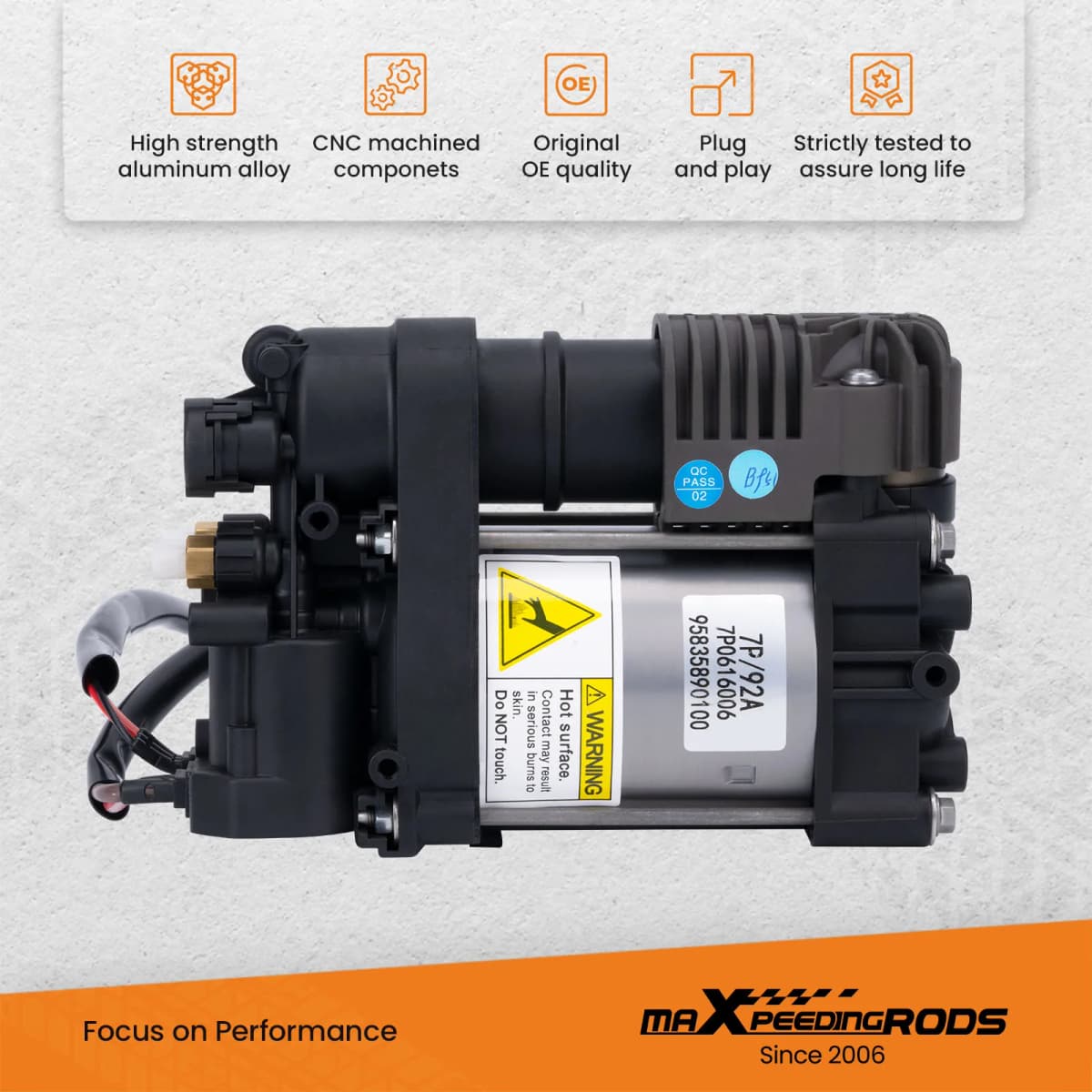 Air Suspension Compressor for Porsche Cayenne II 92A 2011-2015 95835890100 Shock Absorber Parts