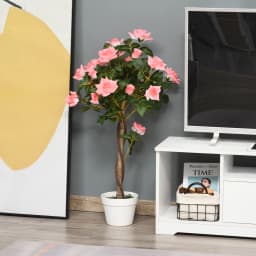 Outsunny Set of 1/2 90cm Artificial Rose Tree, Fake Decorative Plant