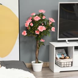 Outsunny Set of 1/2 90cm Artificial Rose Tree, Fake Decorative Plant