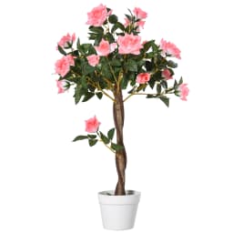 Outsunny Set of 1/2 90cm Artificial Rose Tree, Fake Decorative Plant