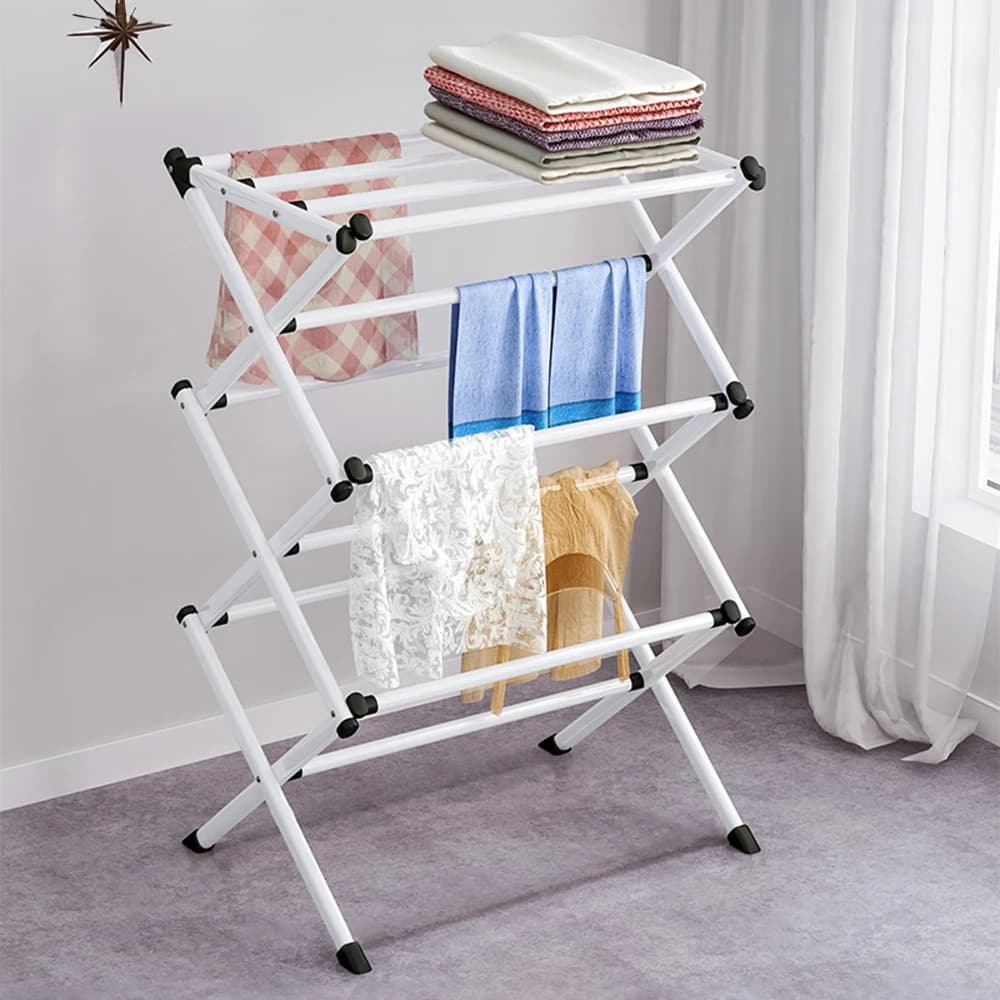 Voltsify Foldable Clothes Drying Rack Clothes Airer with Non-slip Feet, 63cm W X 39cm D X 98cm H