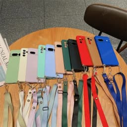 Necklace Strap Cord Crossbody Lanyard Liquid Silicone Case For Google Pixel 8 7 6 Pro 7A 6A Back Cover On Pixel7 Pixel6 A 7pro