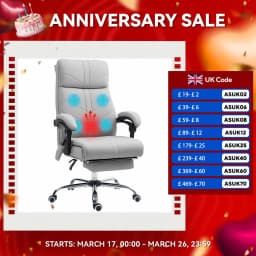 Vinsetto PU Vibration Massage Office Chair with Heat, Footrest, Light Grey
