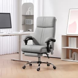 Vinsetto PU Vibration Massage Office Chair with Heat, Footrest, Light Grey