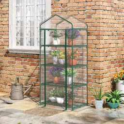 Portable 4-Tier Mini Greenhouse Plant Grow House Shed W/ Clear Cover Outdoor