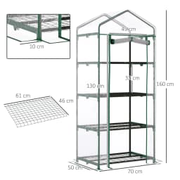 Portable 4-Tier Mini Greenhouse Plant Grow House Shed W/ Clear Cover Outdoor