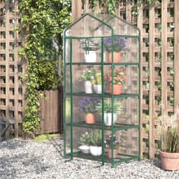 Portable 4-Tier Mini Greenhouse Plant Grow House Shed W/ Clear Cover Outdoor