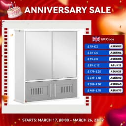 kleankin Bathroom Mirror Cabinet Wall Mount Storage Unit Double Doors, Grey