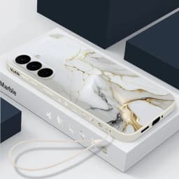 Colorful Marble Case For Samsung Galaxy S24 S23 S22 Ultra S21 S20 FE A16 A15 A25 A34 A35 A55 A52 A53 A54 5G Soft Lanyard Cover