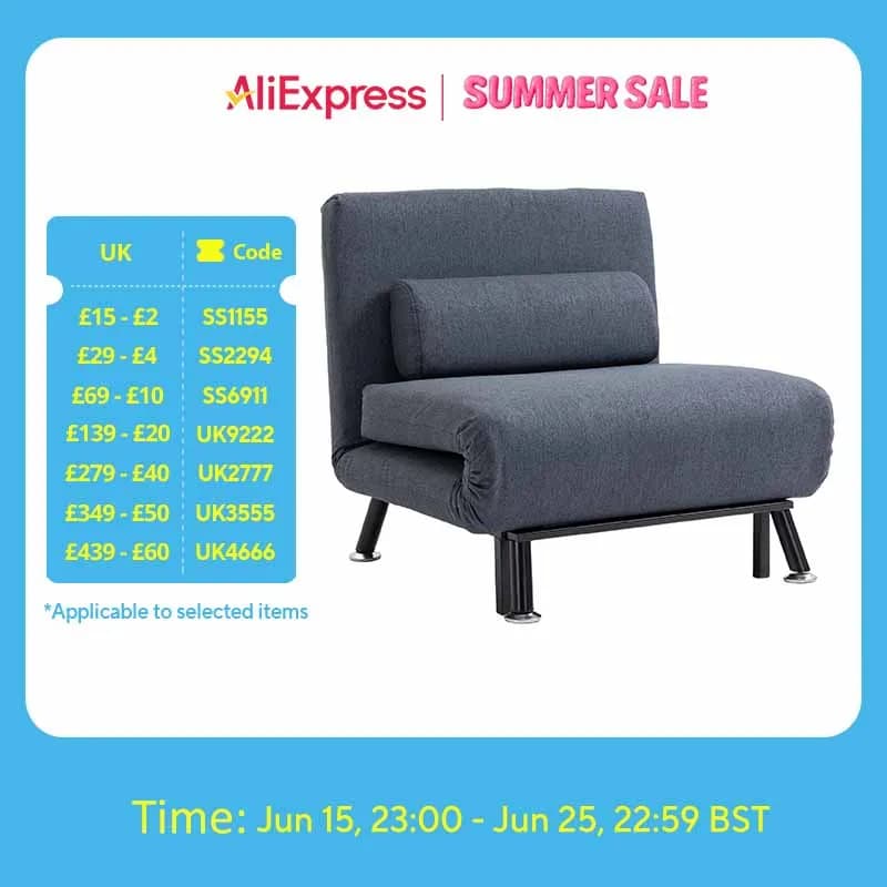 HOMCOM Folding 5 Position Convertible Sleeper Chair Sofa Bed
