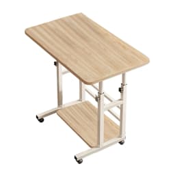 Voltsify Mobile Over Height Adjustable Mobile Table Overbed Desk with Shelves Wheels Laptop Tray Stand