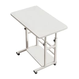 Voltsify Mobile Over Height Adjustable Mobile Table Overbed Desk with Shelves Wheels Laptop Tray Stand