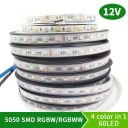 5M/lot DC12V SMD 5050 RGBW RGBWW 4 color in 1 Led Chip 60Leds/m Waterproof IP30/65/IP67 5050 SMD Flexible LED Strip Light