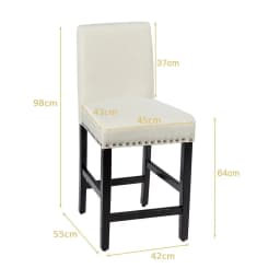 GOFLAME Set of 2 Bar Stools Counter Height Chair Upholstered W/ Low Backrest Wide Seat