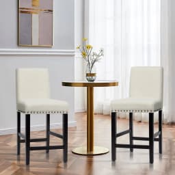 GOFLAME Set of 2 Bar Stools Counter Height Chair Upholstered W/ Low Backrest Wide Seat