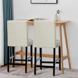 GOFLAME Set of 2 Bar Stools Counter Height Chair Upholstered W/ Low Backrest Wide Seat